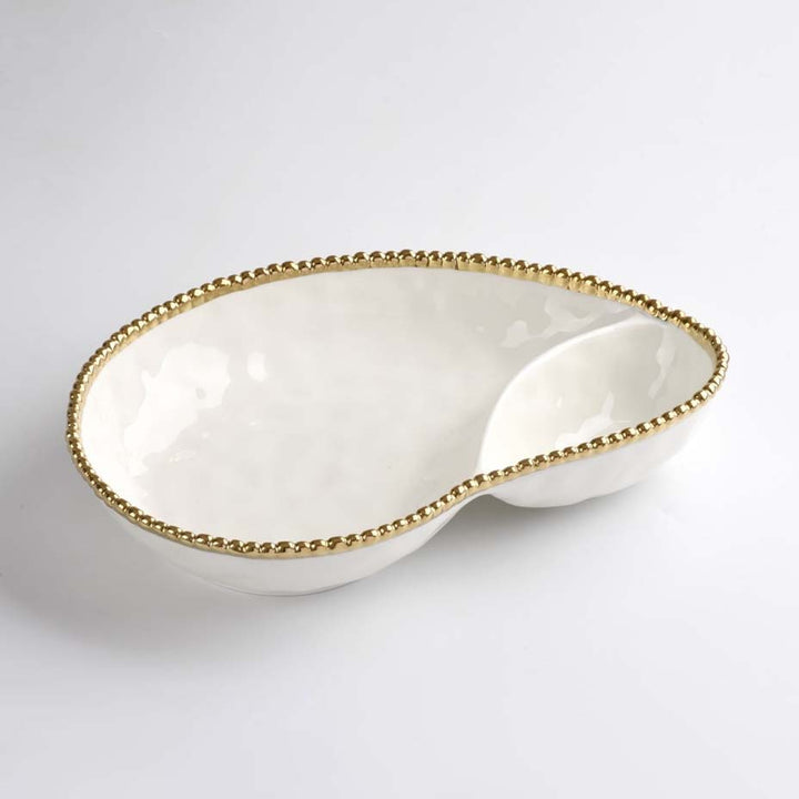 Pampa Bay Golden Salerno 2 Section Serving Piece - White/Gold