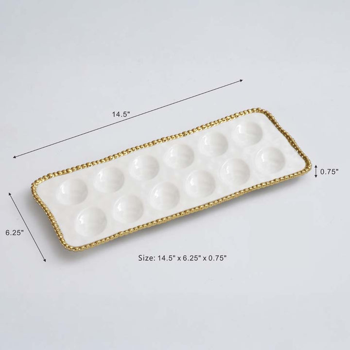 Pampa Bay Golden Salerno Devilled Egg Tray - White/Gold