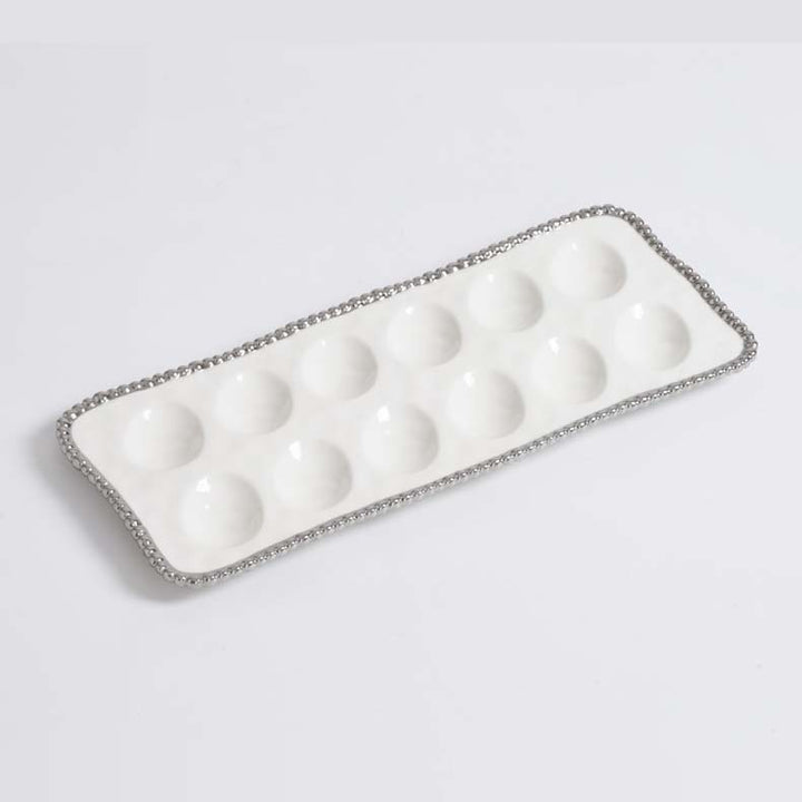 Pampa Bay Salerno Devilled Egg Tray - White/Silver