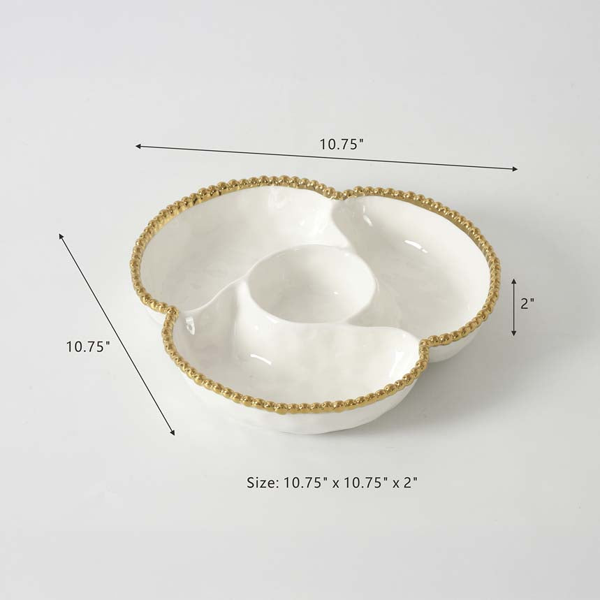Pampa Bay Golden Salerno 4 Section Server - White/Gold