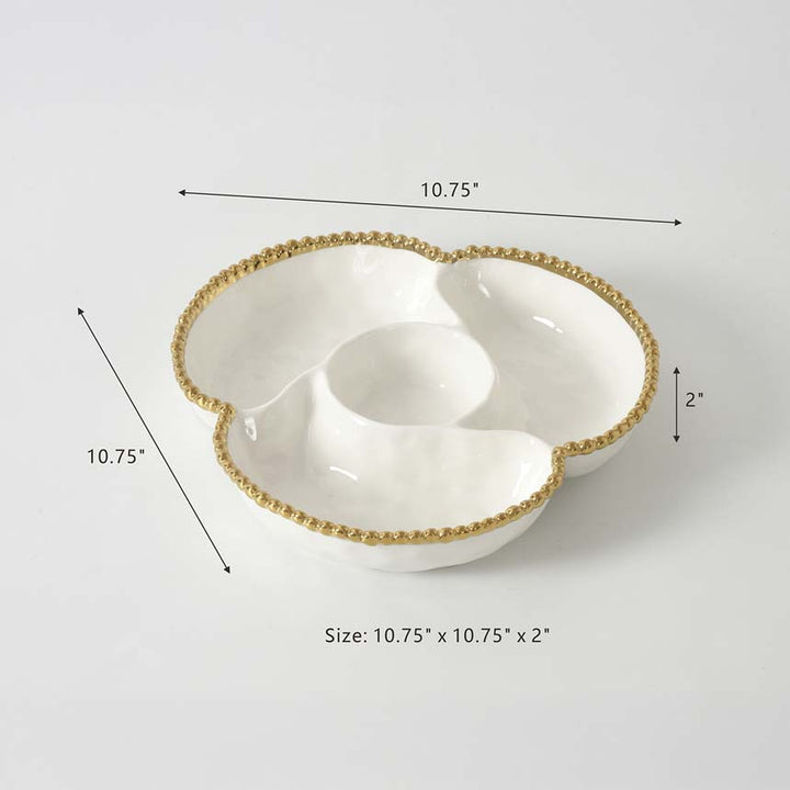 Pampa Bay Golden Salerno 4 Section Server - White/Gold