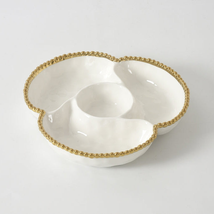 Pampa Bay Golden Salerno 4 Section Server - White/Gold