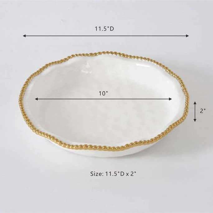 Pampa Bay Golden  Salerno Pie Dish - White/Gold