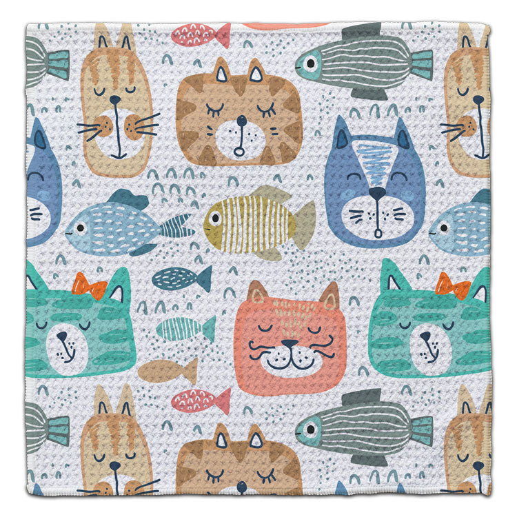 CJ Bella Co Eco-Friendly Washcloth - Cat & Fish Multi Color