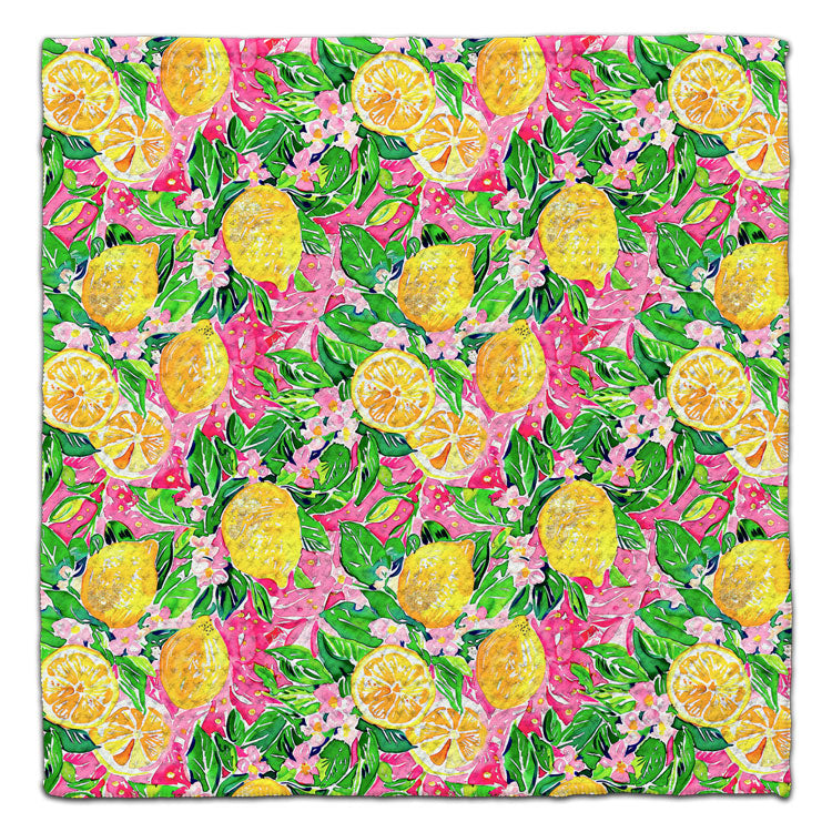 CJ Bella Co Eco-Friendly Washcloth - Lemons w/Pink Background