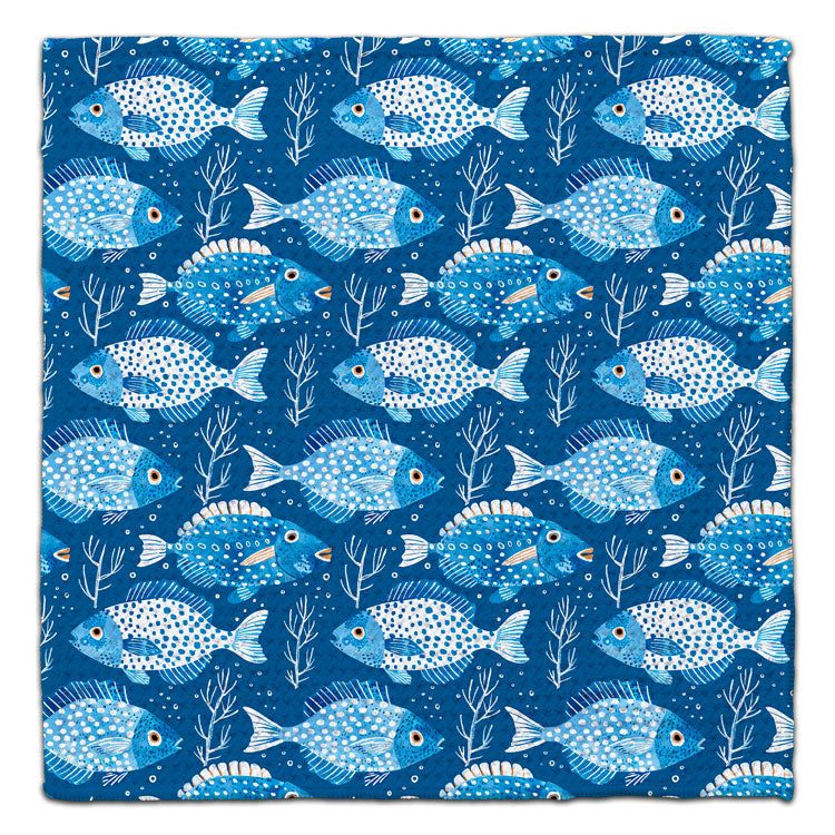 CJ Bella Co Eco-Friendly Washcloth - Blue and White Fish