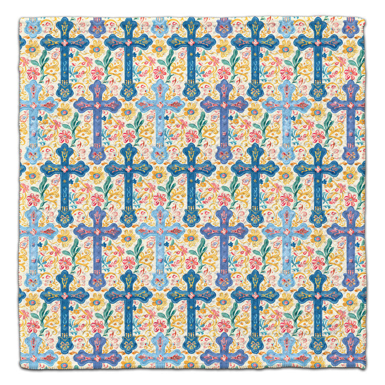 CJ Bella Co Eco-Friendly Washcloth - Dark Blue Crosses