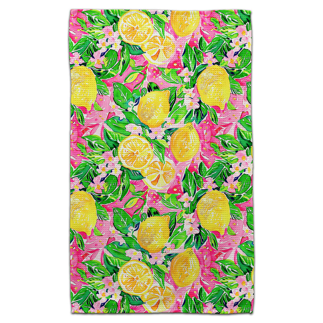 CJ Bella Co Eco-Friendly Towel - Lemons with Pink Background
