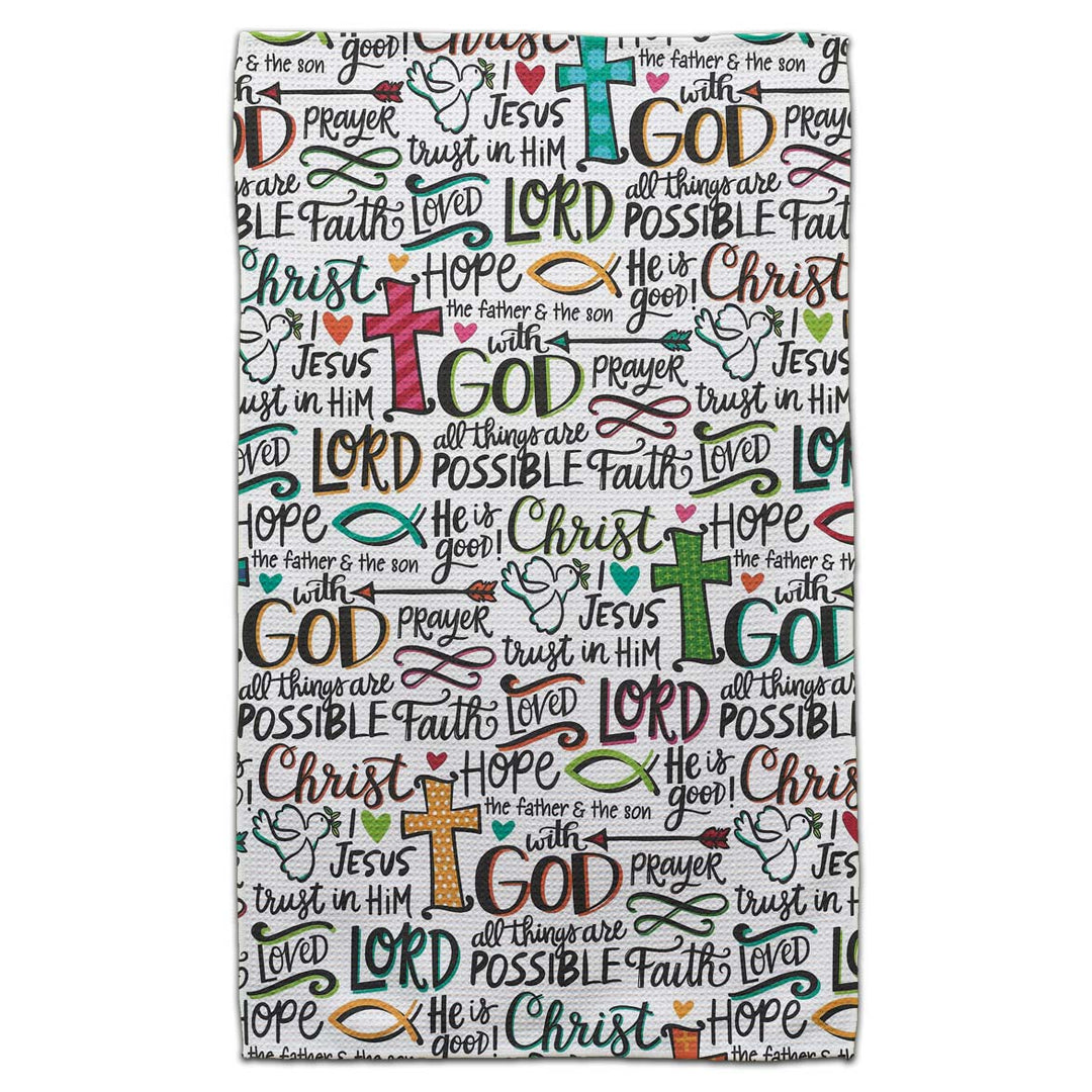 CJ Bella Co Eco-Friendly Towel - Christian Words and Crosses