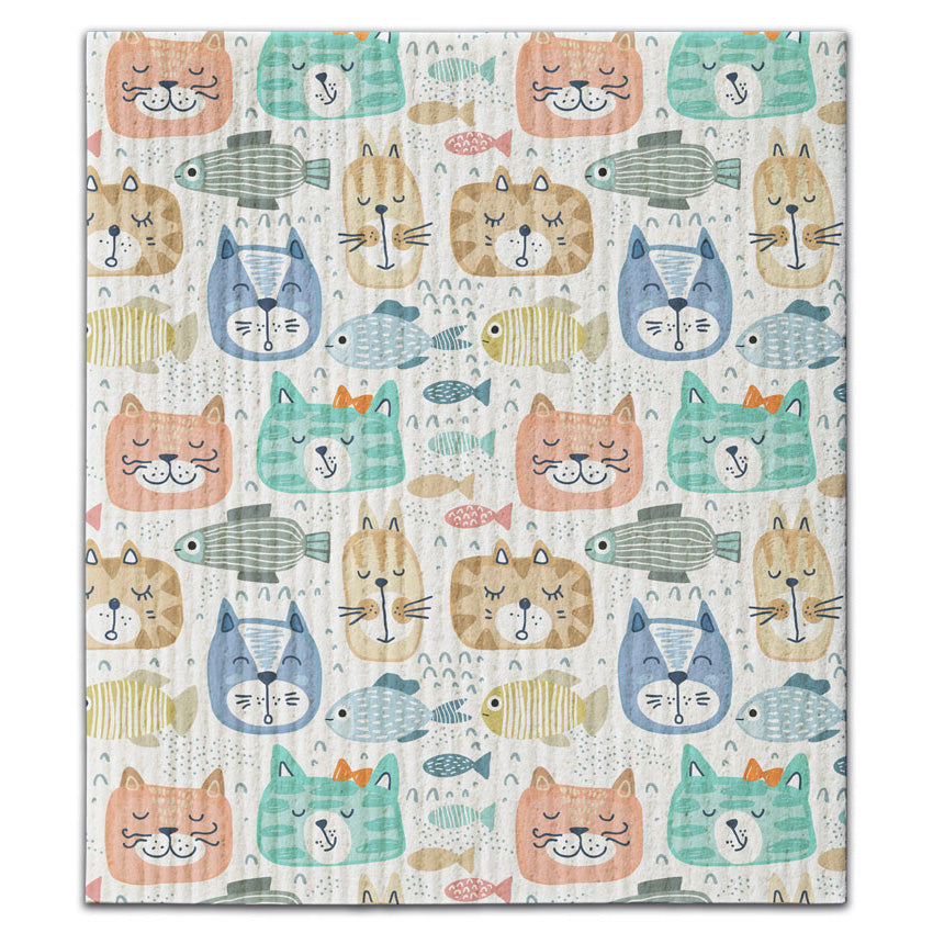 CJ Bella Co Dishcloth - Cat & Fish Multi Color