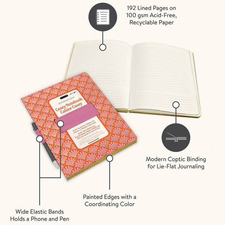 Studio Oh! Tropical Blooms Casey Notebook with Phone Loop