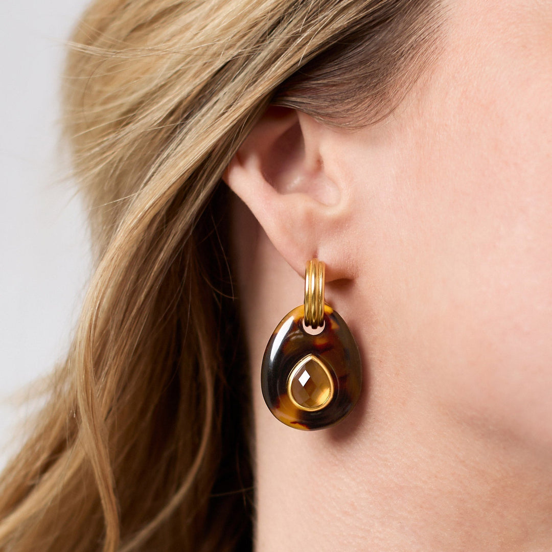 Julie Vos Carnaby Hoop & Charm Earrings - Gold/Ivory