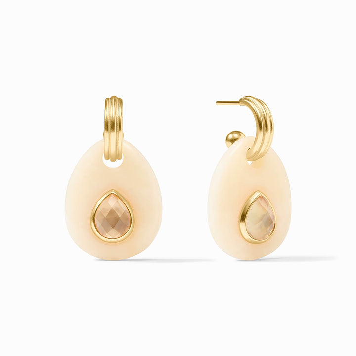 Julie Vos Carnaby Hoop & Charm Earrings - Gold/Ivory