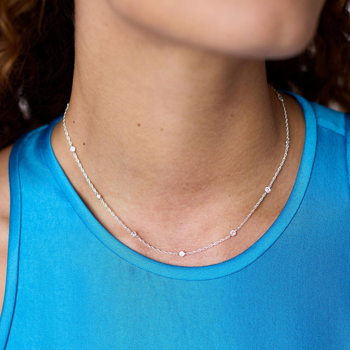 Julie Vos Celeste Delicate Station Necklace - Silver/Cubic Zirconia/OS