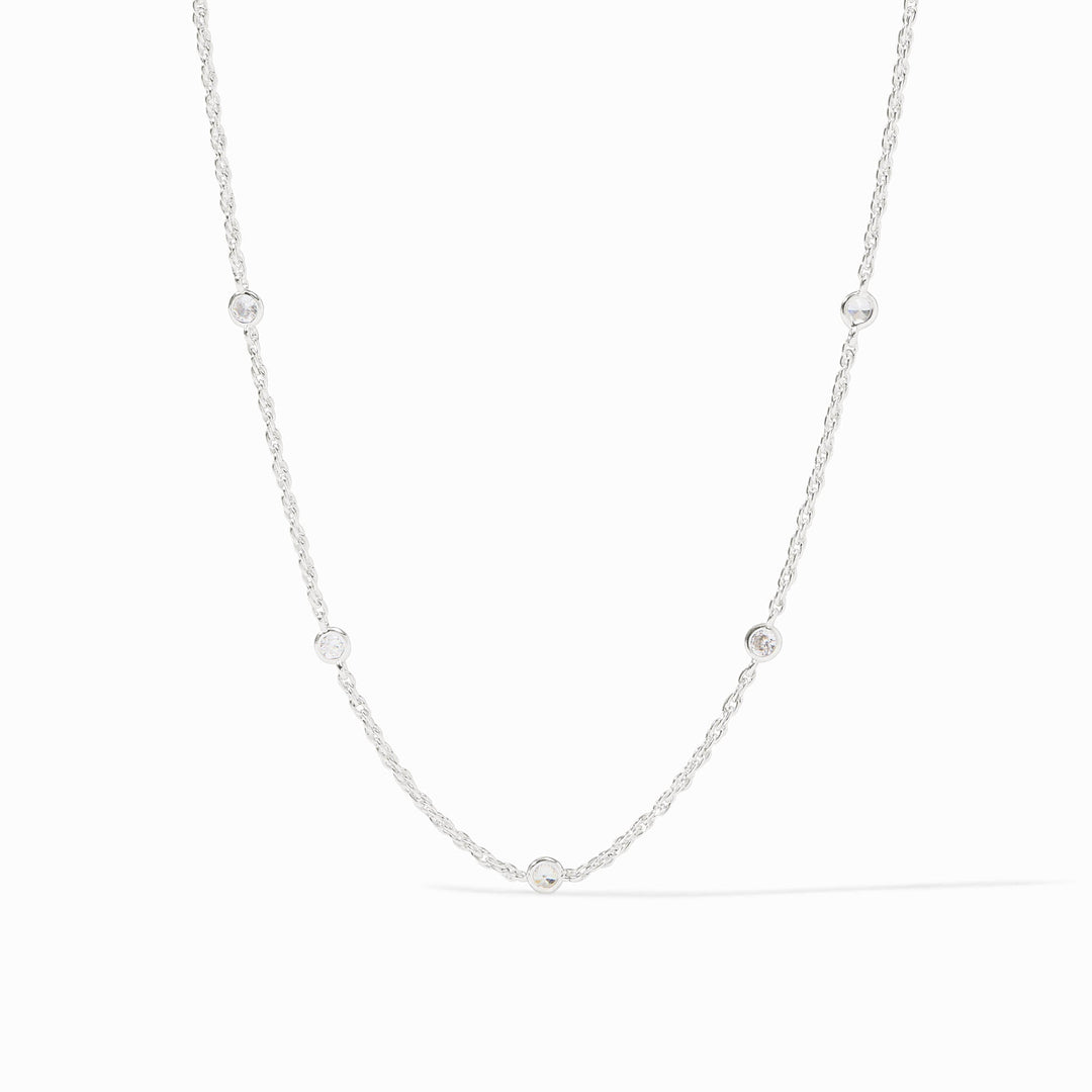 Julie Vos Celeste Delicate Station Necklace - Silver/Cubic Zirconia/OS