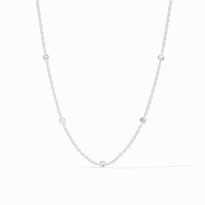 Julie Vos Celeste Delicate Station Necklace - Silver/Cubic Zirconia/OS