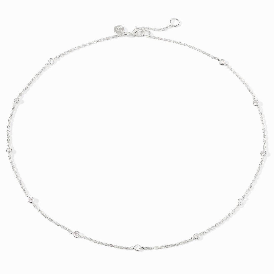 Julie Vos Celeste Delicate Station Necklace - Silver/Cubic Zirconia/OS