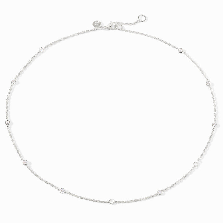 Julie Vos Celeste Delicate Station Necklace - Silver/Cubic Zirconia/OS