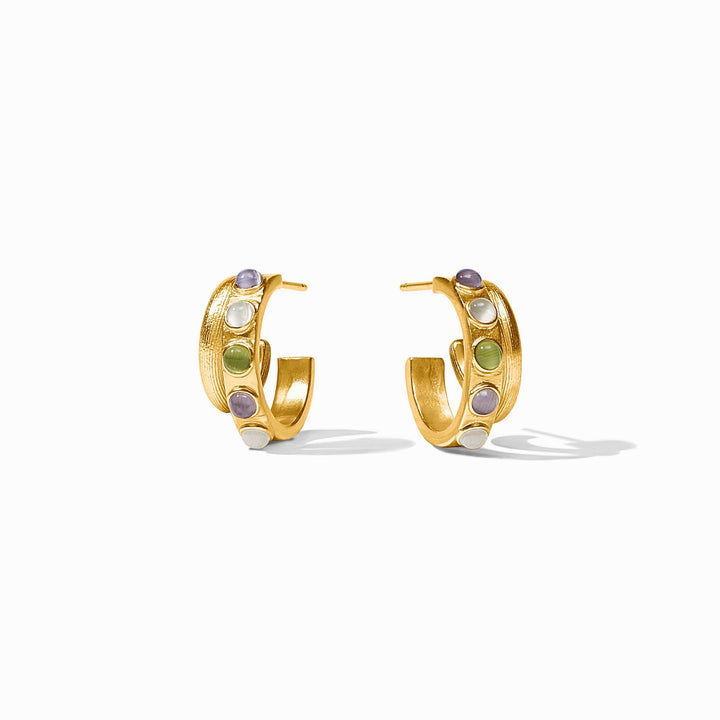Julie Vos Cobblestone Double Hoop Earrings - Multi Stone Cat's Eye