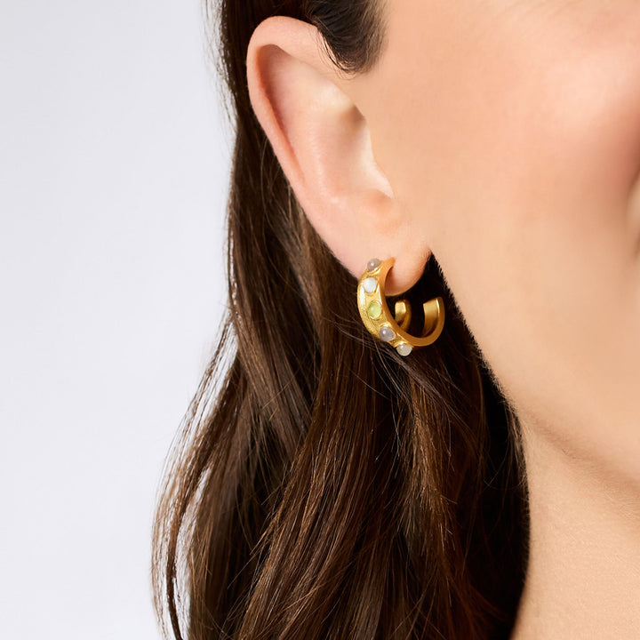 Julie Vos Cobblestone Double Hoop Earrings - Multi Stone Cat's Eye