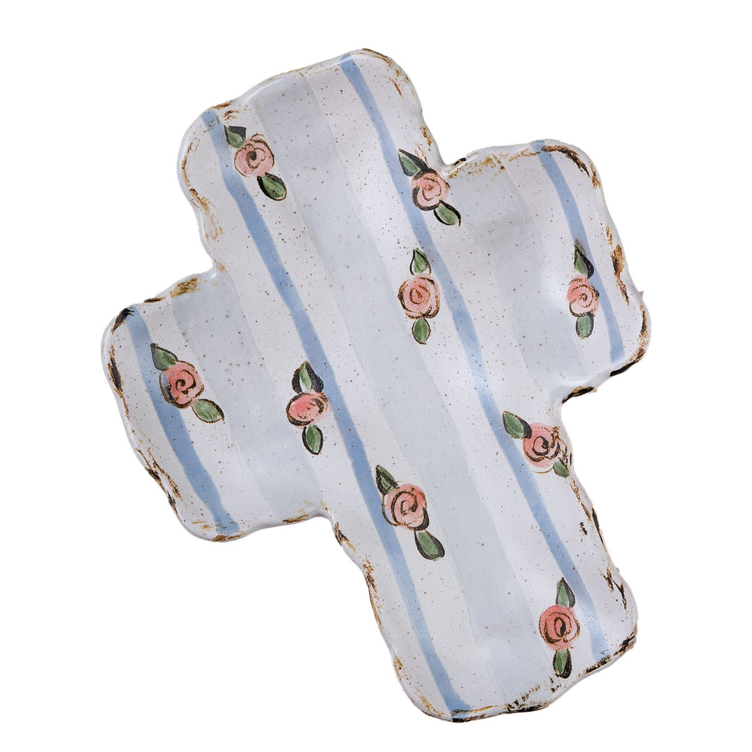 Etta B Cottage Stripe Cross - Blue Stripe