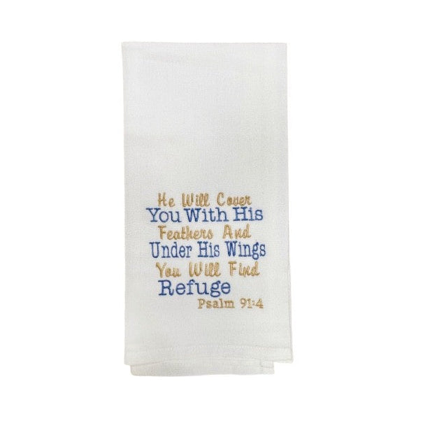 Hanging By A Thread White Towel - He Will Cover You
