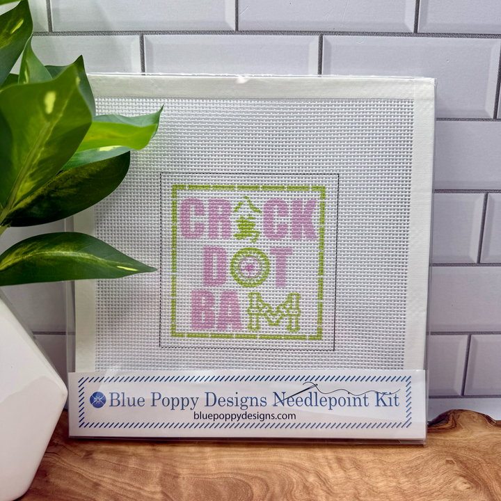 Blue Poppy Crack Dot Bam Needlepoint Kit (Mahjong)