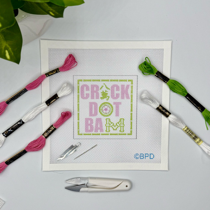 Blue Poppy Crack Dot Bam Needlepoint Kit (Mahjong)