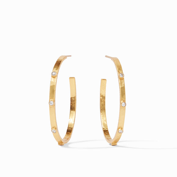 Julie Vos Crescent Stone Hoop Earrings - Cubic Zirconia/Large