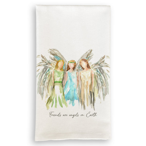 French Graffiti Dish Towel -Celestial Angels with Friends Quote