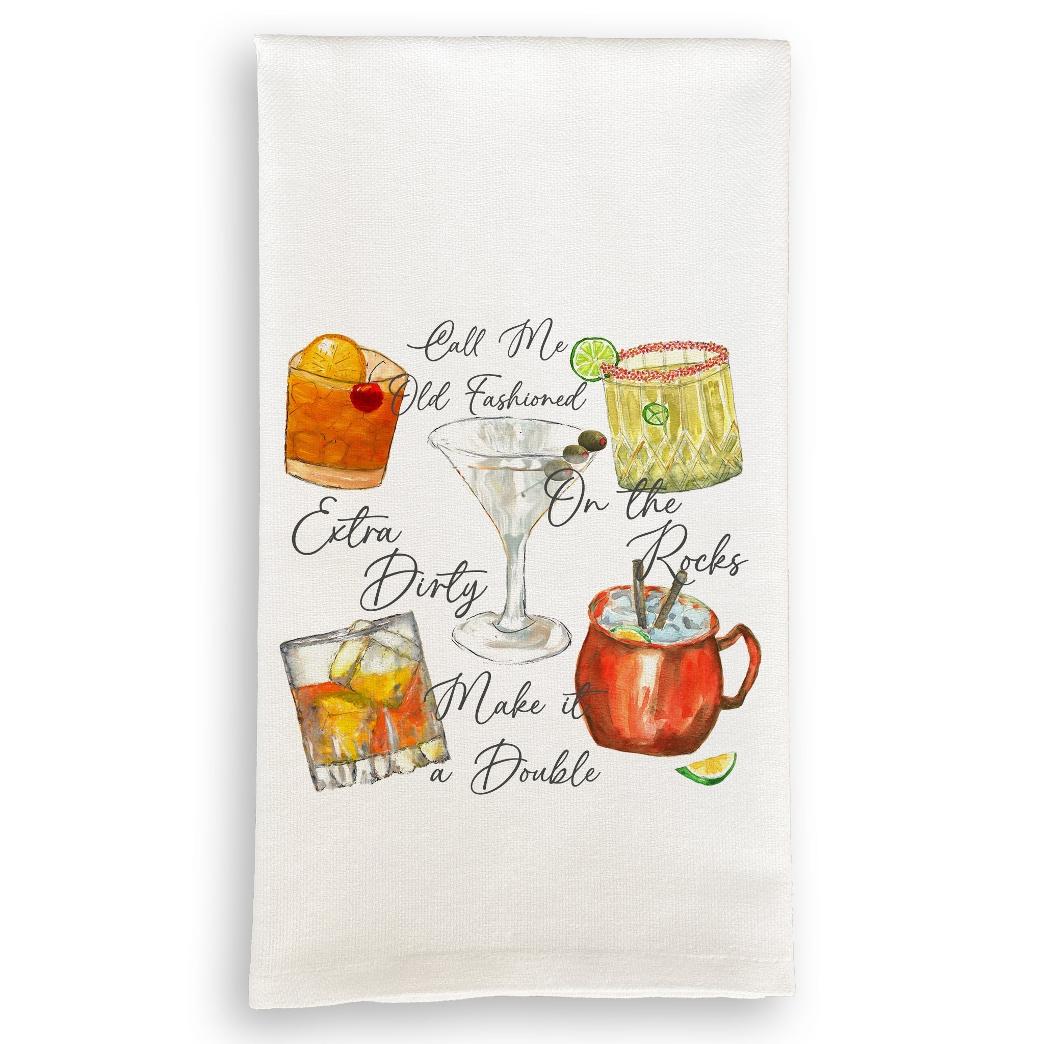French Graffiti Dish Towel - Mixed Cocktails