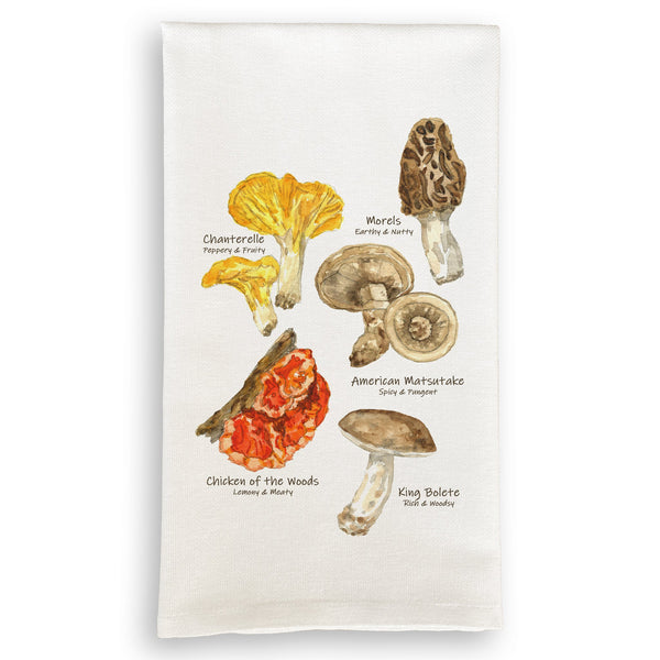 French Graffiti Dish Towel - Mixed Mushrooms w/Names