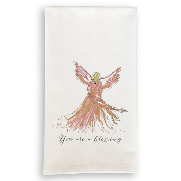 FG Dish Towel - Pink Angel with You Are a Blessing