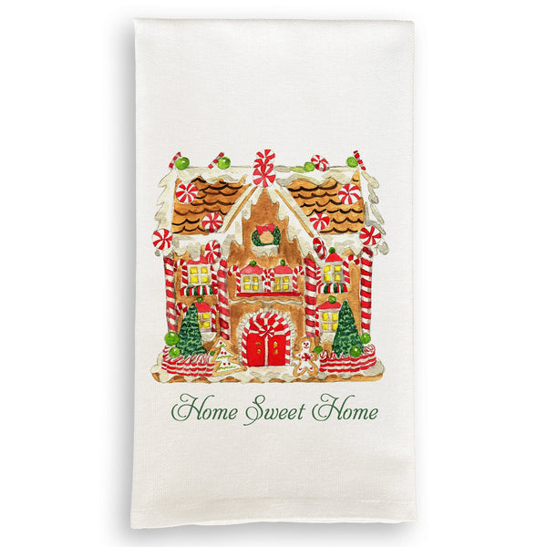 French Graffiti Dish Towel - Gingerbread House w/Home Sweet Home