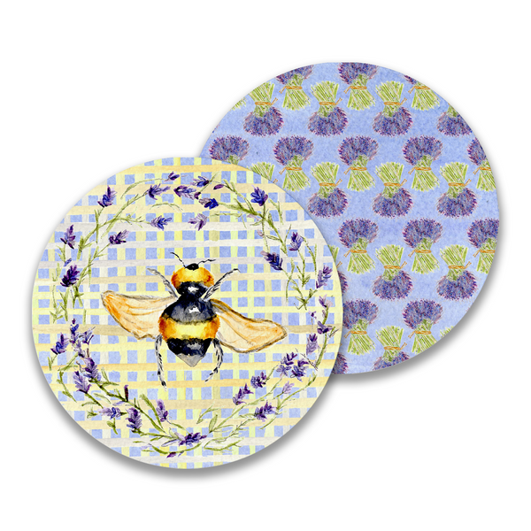 Fench Graffiti Paper Drink Coaster - Bee & Lavender