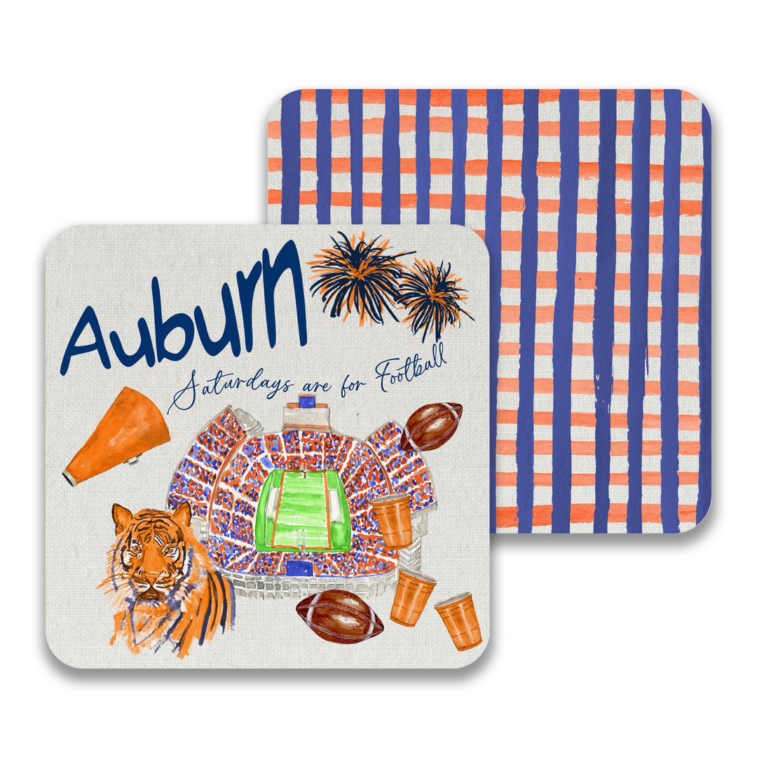 French Graffiti Paper Drink Coaster - Auburn Football