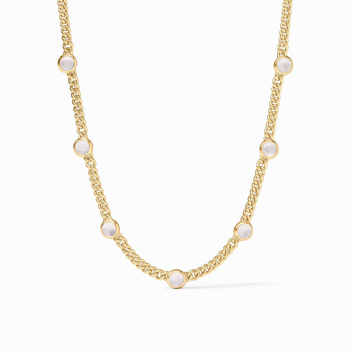 Julie Vos Dolce Delicate Station Necklace- Gold/Iridescent Clear Crystal/OS