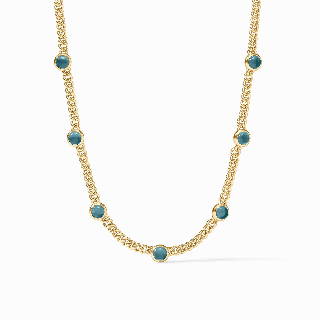 Julie Vos Dolce Delicate Station Necklace- Gold/Iridescent Montana Blue/OS