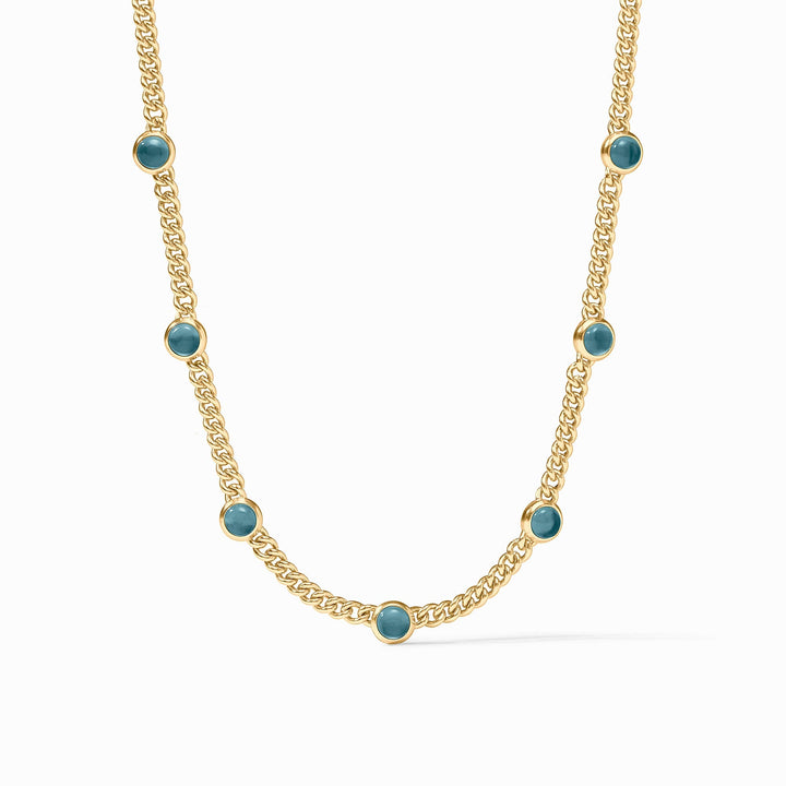 Julie Vos Dolce Delicate Station Necklace- Gold/Iridescent Montana Blue/OS
