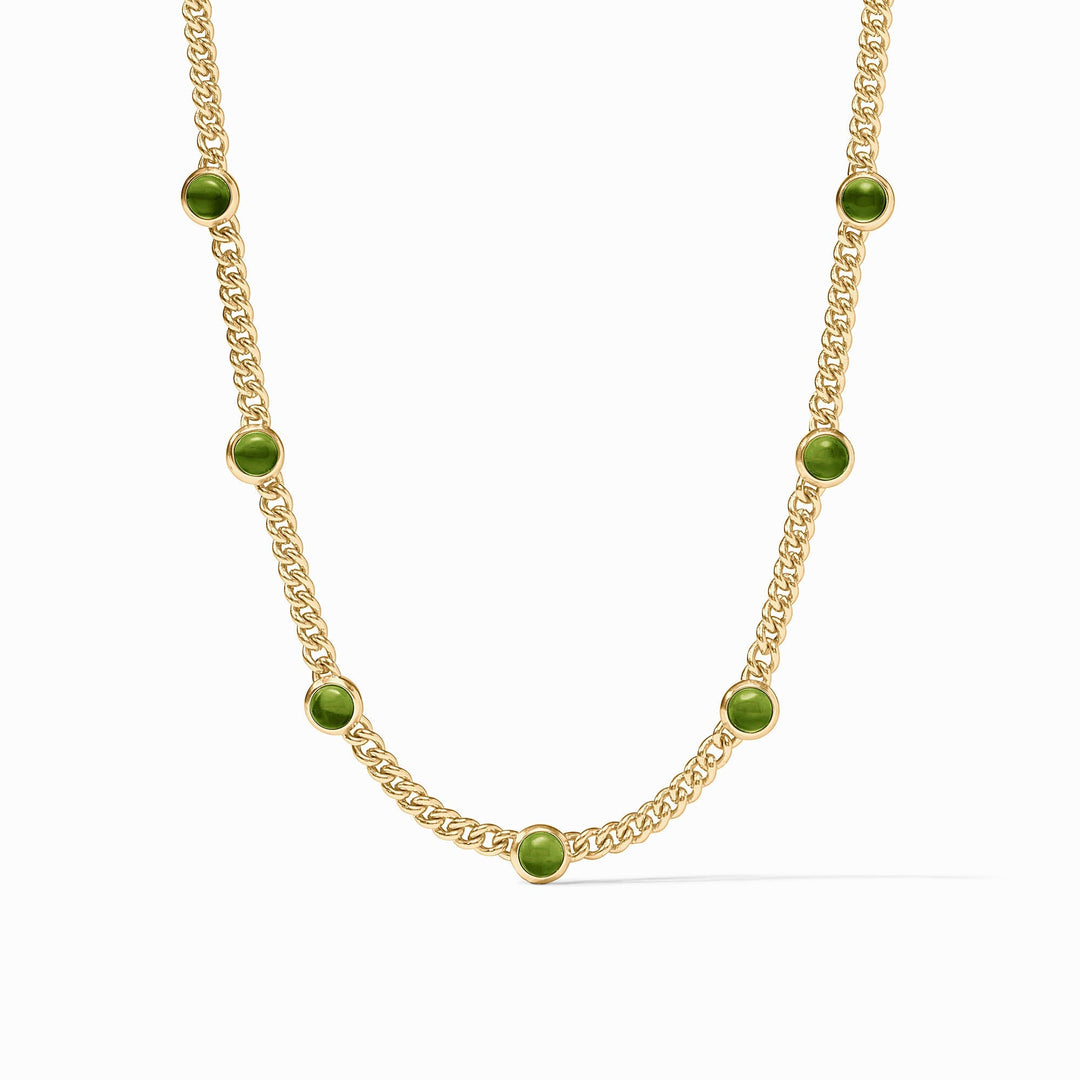 Julie Vos Dolce Delicate Station Necklace- Gold/Iridescent Palmetto Green/OS