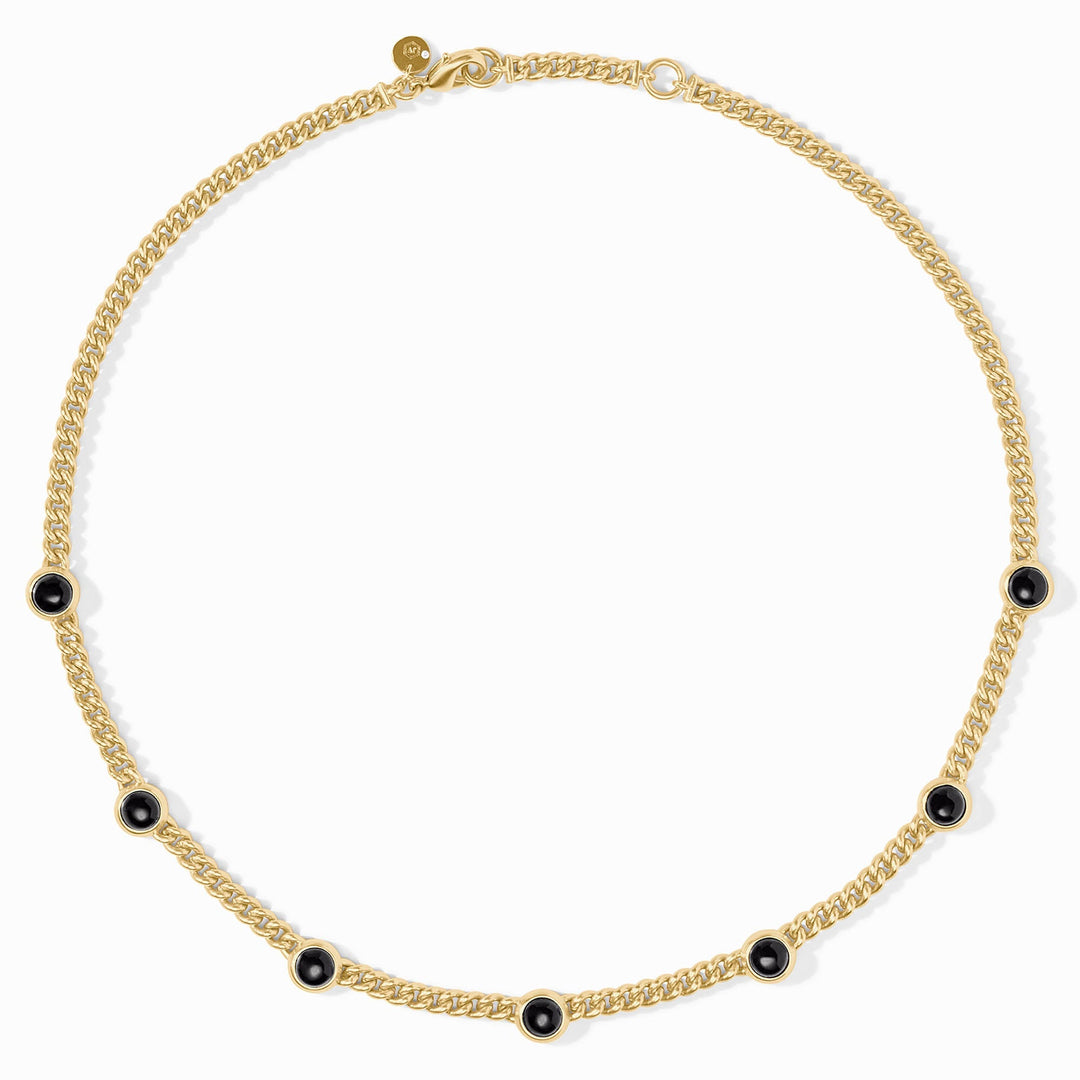 Julie Vos Dolce Delicate Station Necklace- Gold/Iridescent Palmetto Green/OS