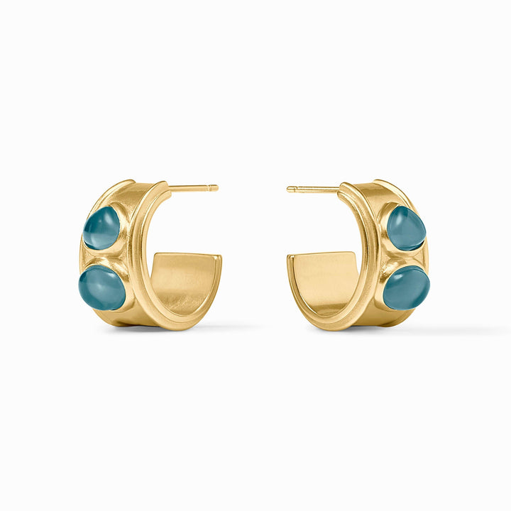 Julie Vos Dolce Stone Hoop Earrings - Gold/Iridescent Clear Crystal/Small