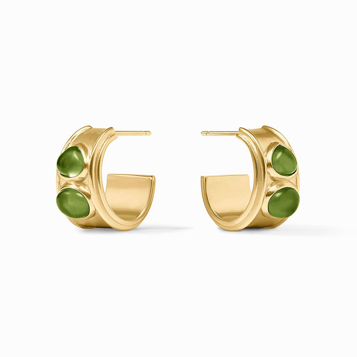 Julie Vos Dolce Stone Hoop Earrings - Gold/Iridescent Palmetto Green/Small