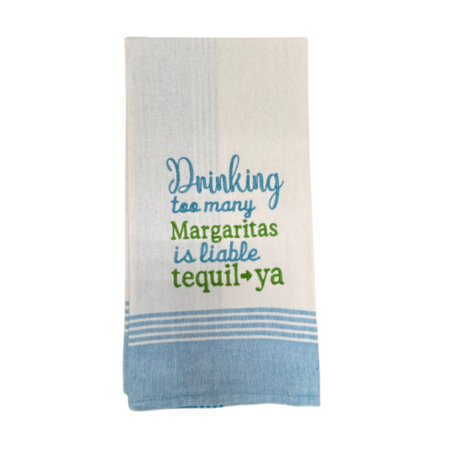 Hanging By A Thread White Towel - Drinking Too Many Margaritas