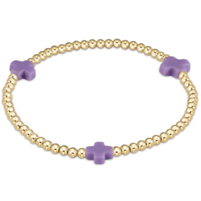 enewton egirl Signature Cross Gold Pattern 3mm Bead Bracelet - Purple