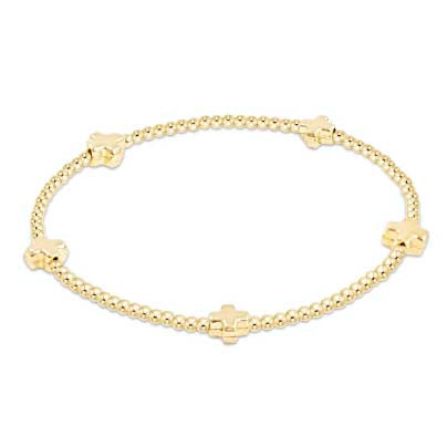 enewton egirl Signature Cross Small Gold Pattern 2mm Bead Bracelet - Gold