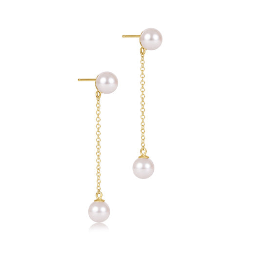 enewton Simplicity Chain Gold Drop Earrings - Pearl 6mm