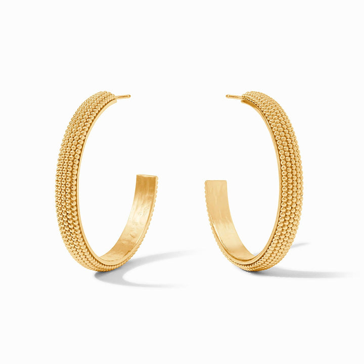 Julie Vos Beaded Eternity Hoop Earrings - Cabochon/Gold/Large