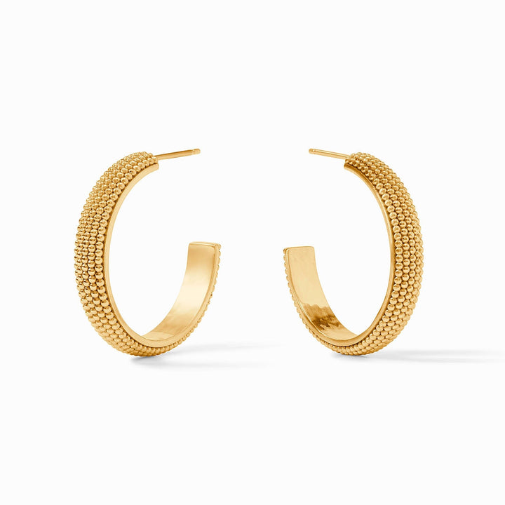 Julie Vos Beaded Eternity Hoop Earrings - Cabochon/Gold/Medium