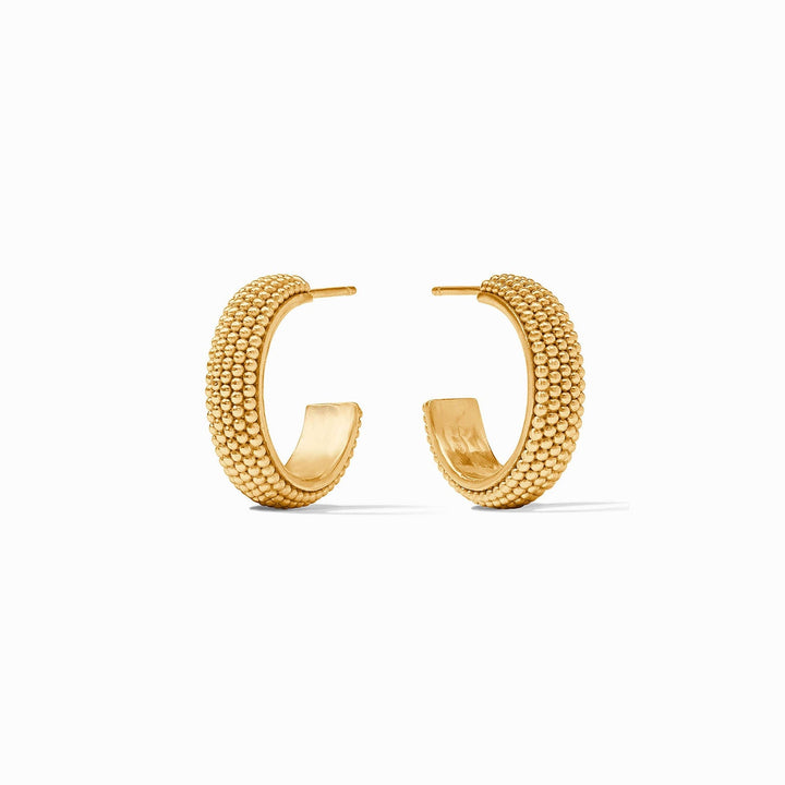 Julie Vos Beaded Eternity Hoop Earrings - Cabochon/Gold/Small